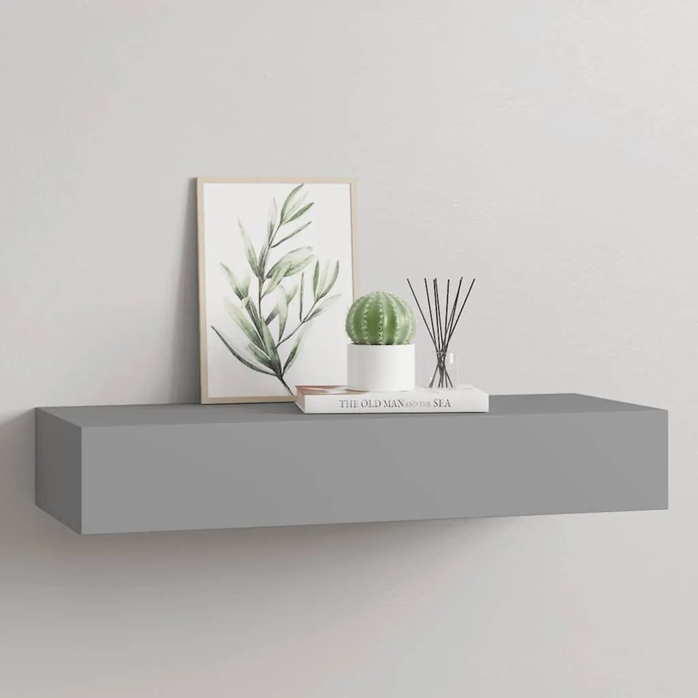 vidaXL Ράφι Επιτοίχιο με Συρτάρι Γκρι 60 x 23,5 x 10 εκ. από MDF