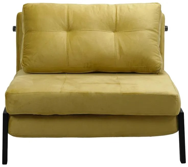 Πολυθρόνα-κρεβάτι Fancy ύφασμα βελούδο σε κίτρινη απόχρωση κα πόδι μαύρο μέταλλο 95x98x70εκ 95x98x70 εκ.