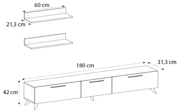 ΕΠΙΠΛΟ ΤΗΛΕΟΡΑΣΗΣ MARETA MEGAPAP ΧΡΩΜΑ ΛΕΥΚΟ 180X31,3X42ΕΚ.