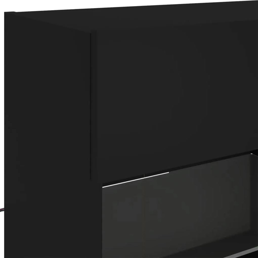 Έπιπλο Τοίχου Τηλεόρασης με LED Μαύρο 98,5x30x60,5 εκ. - Μαύρο