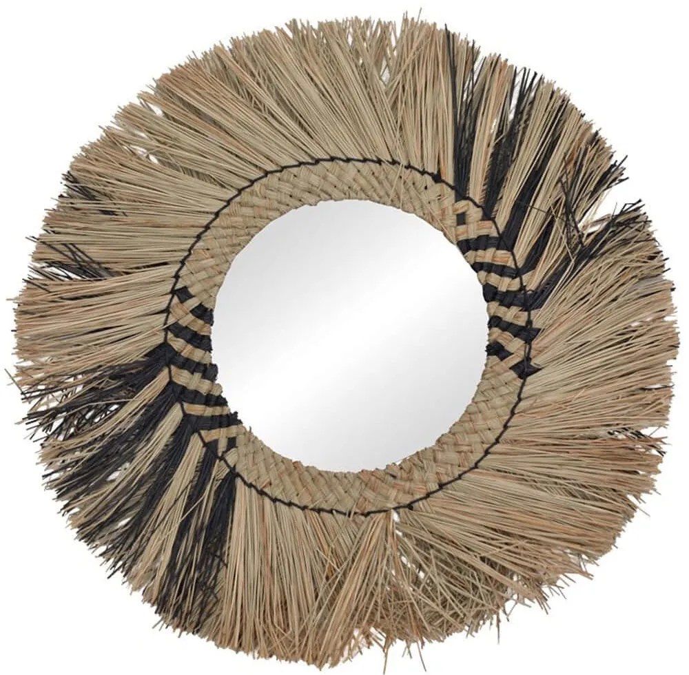 Καθρέπτης Τοίχου Cielro 337-000041 Φ42x6cm Natural-Black Inart Φυσικό Στάχυ