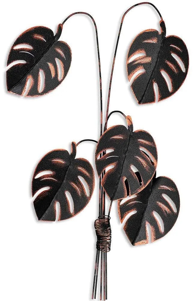 Διακοσμητικό Τοίχου Monstera 930DYU1190 68x98cm Black-Copper Wallity Μέταλλο