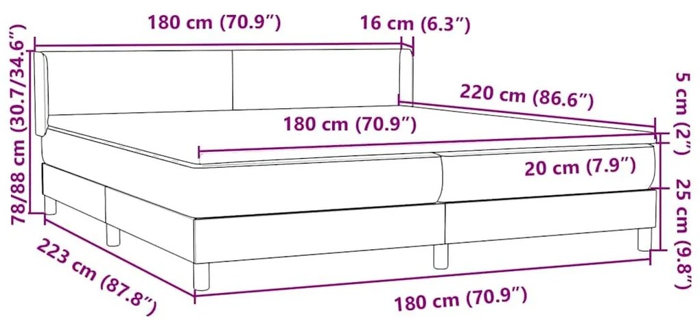 Box Spring κρεβάτι με στρώμα σκούρο μπλε 180x220 cm Βελούδινο - Μπλε