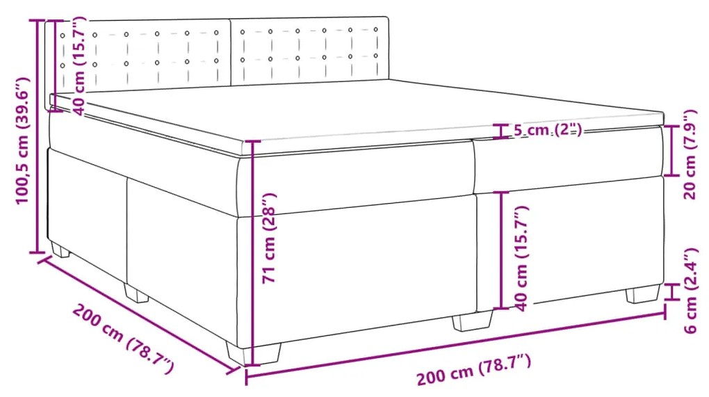 Κρεβάτι Boxspring με Στρώμα Taupe 200x200 εκ. Υφασμάτινο - Μπεζ-Γκρι