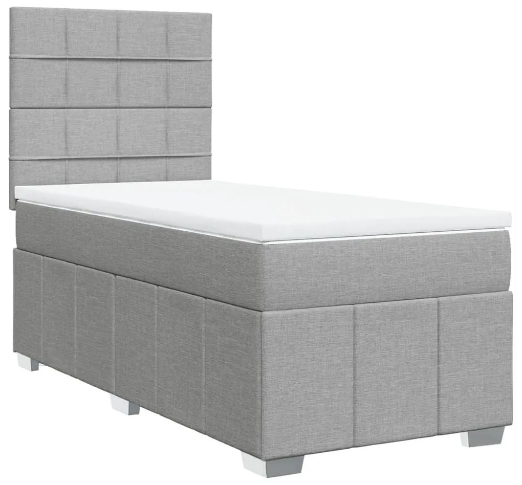 Κρεβάτι Boxspring με Στρώμα Ανοιχτό Γκρι 80x200 εκ. Υφασμάτινο - Γκρι