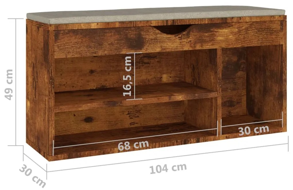 Παπουτσοθήκη Καπνιστή Δρυς 104 x 30 x 49εκ. Επεξ. Ξύλο Μαξιλάρι 326758
