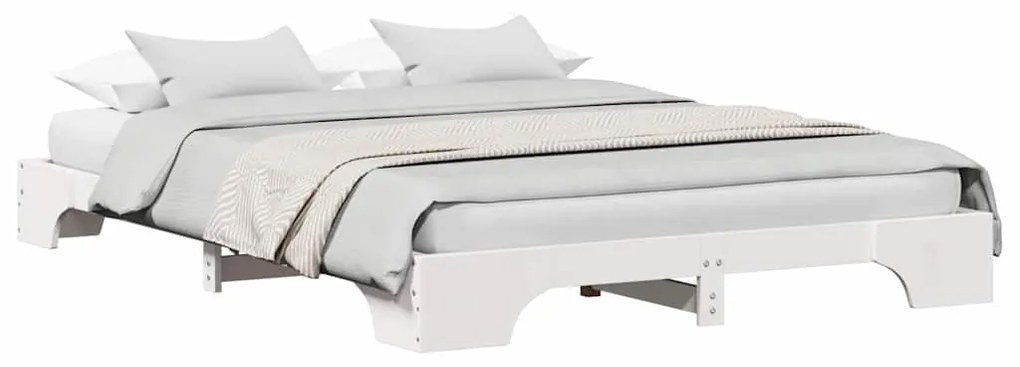 vidaXL Σκελετός Κρεβατιού Λευκό 207 x 147 x 17 εκ. Μασίφ ξύλο πεύκου