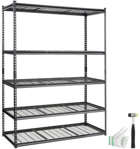 VEVOR Storage Shelving Unit, 5-Tier Adjustable, 2000 lbs Capacity, Heavy Duty Garage Shelves Metal Organizer Wire Rack, Black, 60&quot; L x 24&quot; W x 78&quot; H for Kitchen Pantry Basement Bathroom Laundry Closet