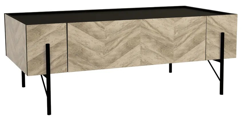 PARKE COFFEE TABLE ΜΑΥΡΟ ΦΥΣΙΚΟ ΜΕ PATTERN ΜΑΥΡΟ 120x63xH45cm - 04-0513