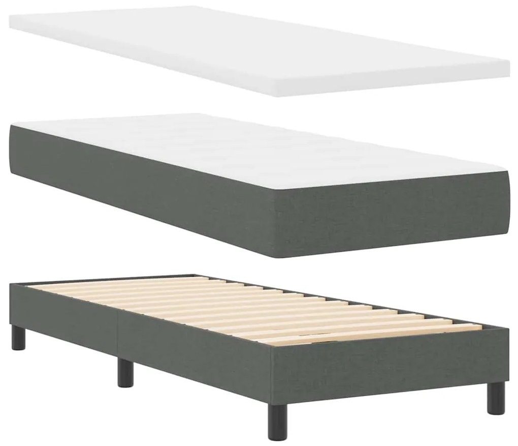 vidaXL Κρεβάτι box spring με στρώμα Σκούρο γκρι 80 x 200 cm ύφασμα
