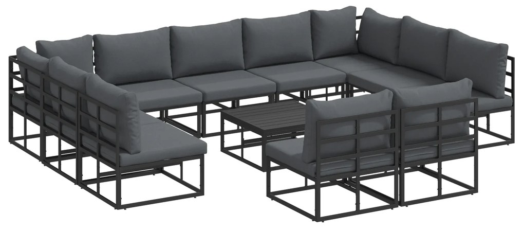 vidaXL Σετ Καναπέ Κήπου 12 pcs Μαύρο 70 x 70 x 32 εκ Αλουμίνιο