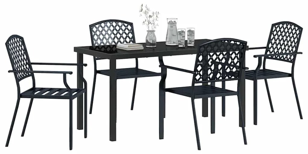 vidaXL Σέτ φαγητού για κήπο 5 pcs Ανθρακί Χάλυβας με επίστρωση πούδρας