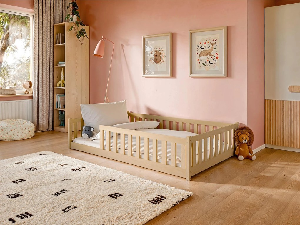 Kρεβάτι Montessori Bella με κάθετα Κάγκελα  από μασίφ ξύλο White  120×200cm (Δώρο 10% έκπτωση στο Στρώμα)