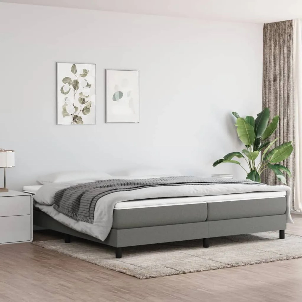 ΚΡΕΒΑΤΙ BOXSPRING ΜΕ ΣΤΡΩΜΑ ΣΚΟΥΡΟ ΓΚΡΙ 200X200 ΕΚ. ΥΦΑΣΜΑΤΙΝΟ 3144102