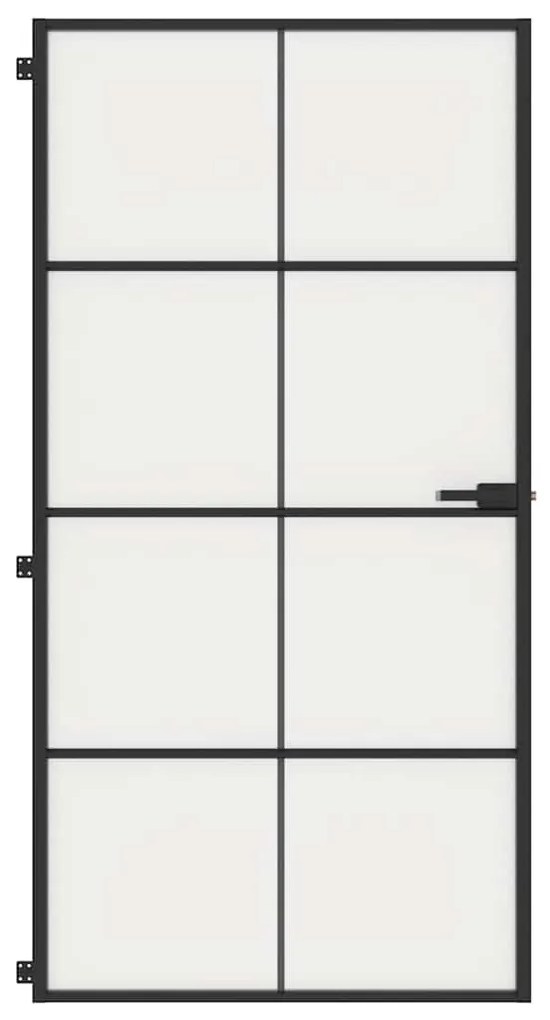 vidaXL Εσωτερική Πόρτα Μαύρη 102,5x201,5 εκ. Ψημένο Γυαλί &amp; Αλουμίνιο