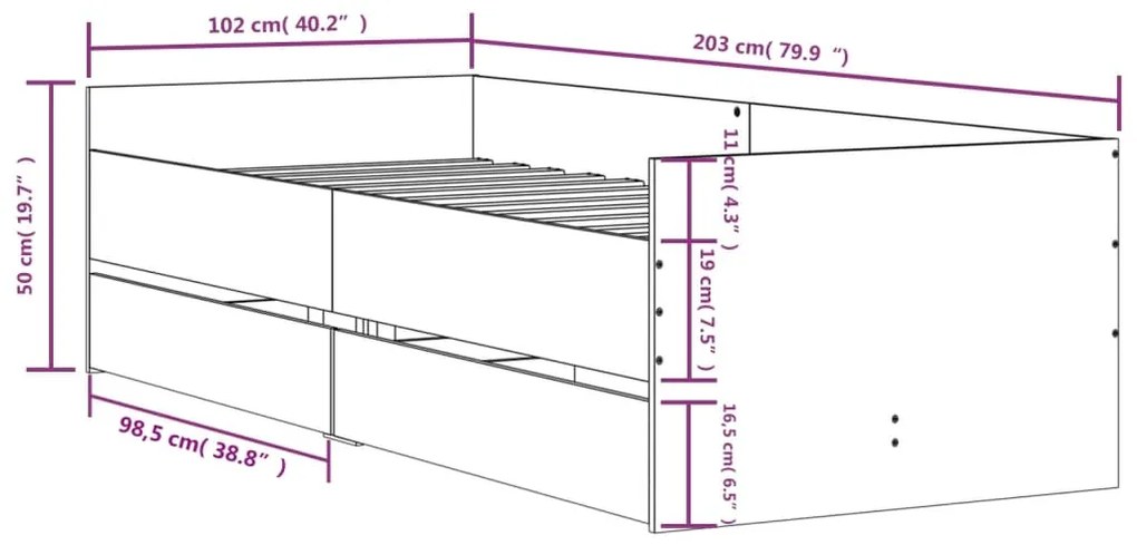 ΠΛΑΙΣΙΟ ΚΡΕΒΑΤΙΟΥ ΜΕ ΣΥΡΤΑΡΙΑ SONOMA ΔΡΥΣ 100X200 ΕΚ. 3207338