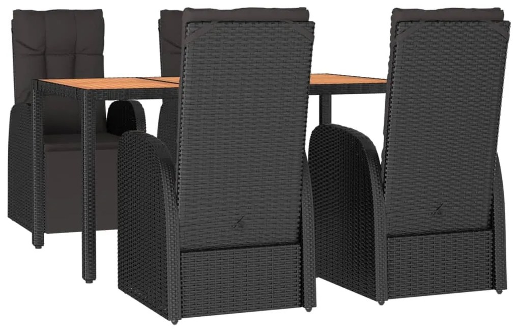 vidaXL Σετ Τραπεζαρίας Κήπου 5 τεμ. Μαύρο Συνθετικό Ρατάν/Ξύλο Ακακίας