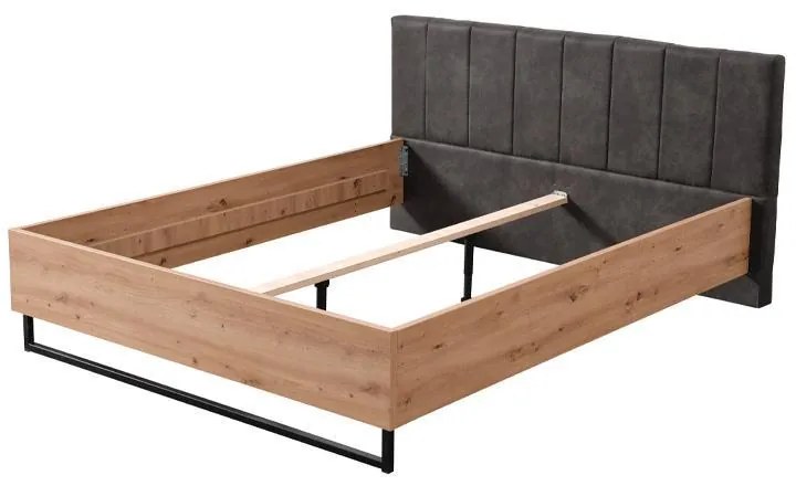 Ξύλινο Κρεβάτι Sardinia 160 Artisan Oak - Μαύρο 160x200 εκ. 177.5x212x94 εκ.