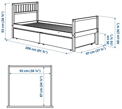 κρεβάτι με αποθηκευτικό χώρο, 90x200 cm 594.441.42