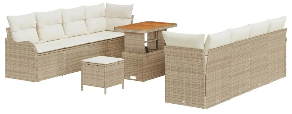 vidaXL Σετ Καναπέ Κήπου με μαξιλάρι 11 pcs Μπεζ, Κρέμα 90 x 55 x 71 cm