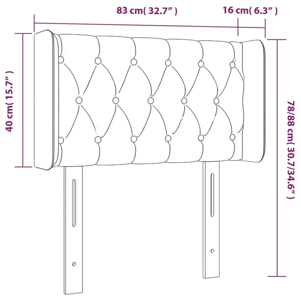 Κεφαλάρι Κρεβατιού LED Κρεμ 83x16x78/88 εκ. Υφασμάτινο - Κρεμ