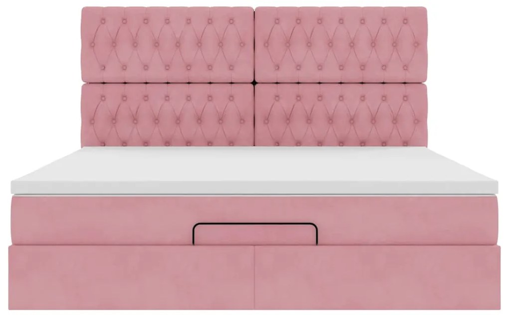 vidaXL Οθωμανικό κρεβάτι με στρώματα ροζ 180x200cm Velvet