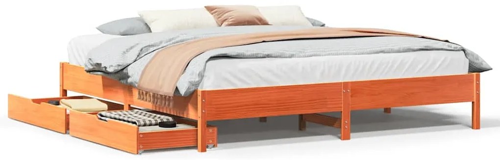 vidaXL Σκελετός Κρεβ. Χωρίς Στρώμα Καφέ Κεριού 200x200 εκ Μασίφ Πεύκο