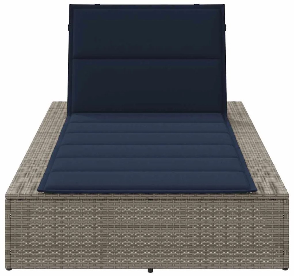 vidaXL Ξαπλώστρα με αιωρούμενο μαξιλάρι Γκρι Poly Rattan