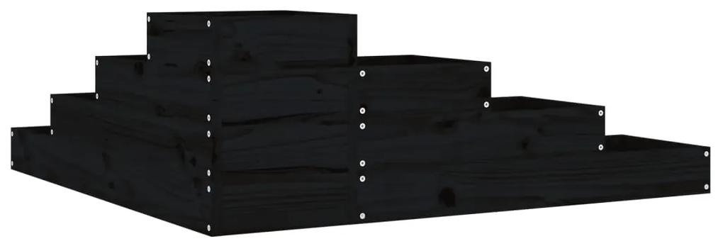 vidaXL Ζαρντινιέρα 4 Επιπέδων Μαύρη 106x104,5x36 εκ. Μασίφ Ξύλο Πεύκου