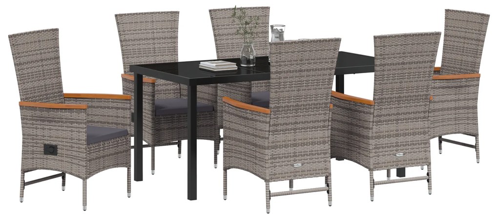 vidaXL Εξωτερικές Καρέκλες 7 pcs Γκρι 160 x 80 x 73 εκ PE Ρατάν
