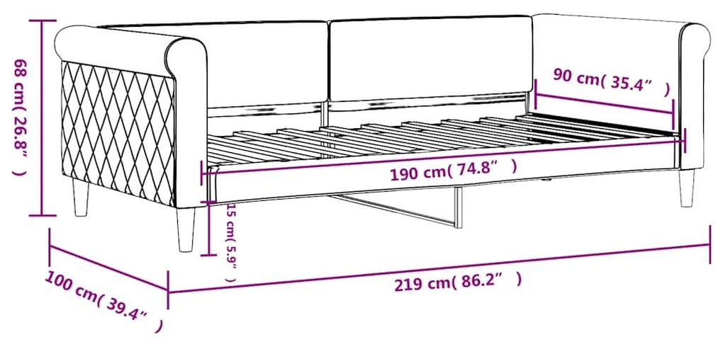 Καναπές Κρεβάτι Χωρίς Στρώμα Σκούρο Γκρι 90x190 εκ. Βελούδινο - Γκρι