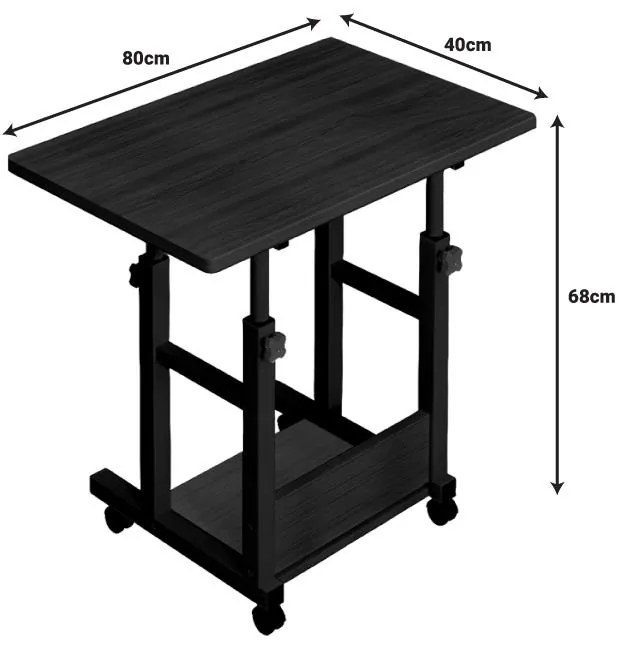Γραφείο τροχήλατο Stolu I MDF-metal σε καρυδί απόχρωση 80x40x68εκ 80x40x68 εκ.