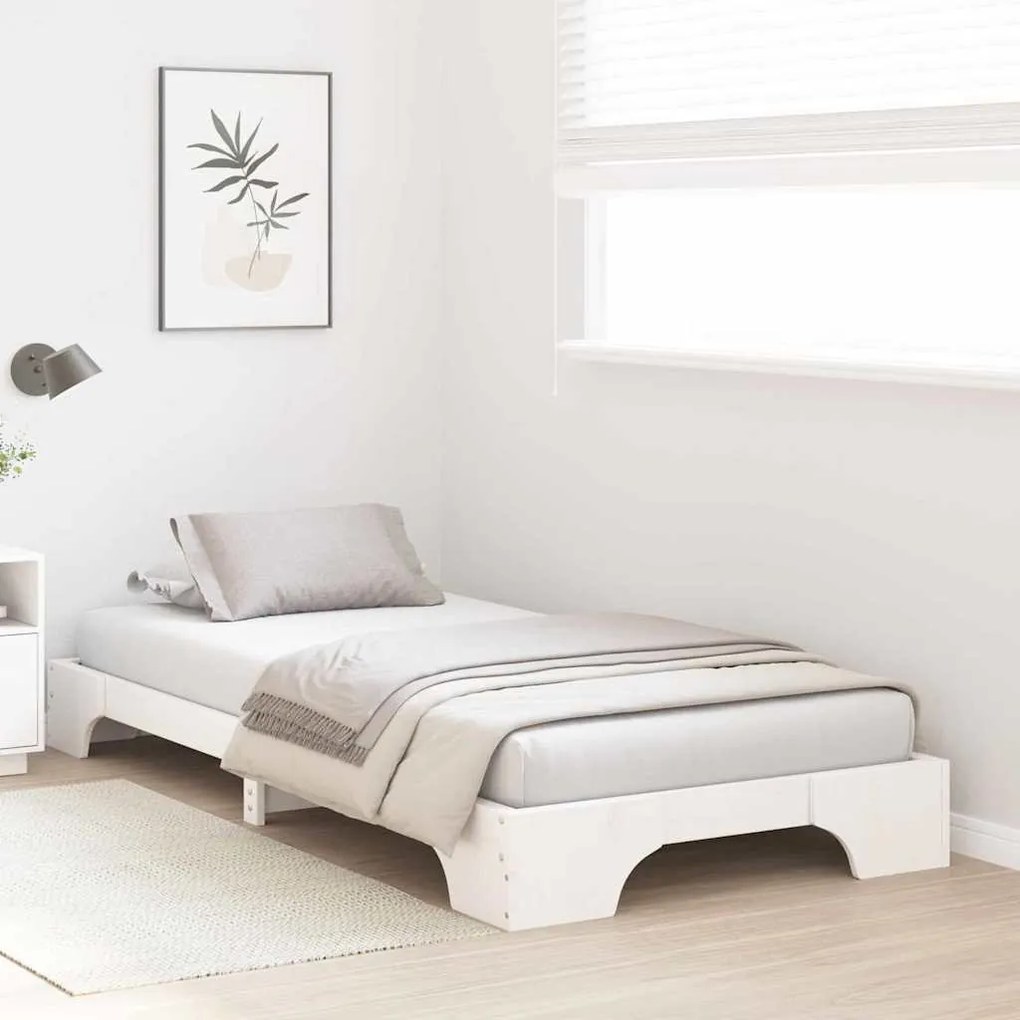 vidaXL Σκελετός Κρεβατιού Λευκό 90 x 200 cm Μασίφ ξύλο πεύκου