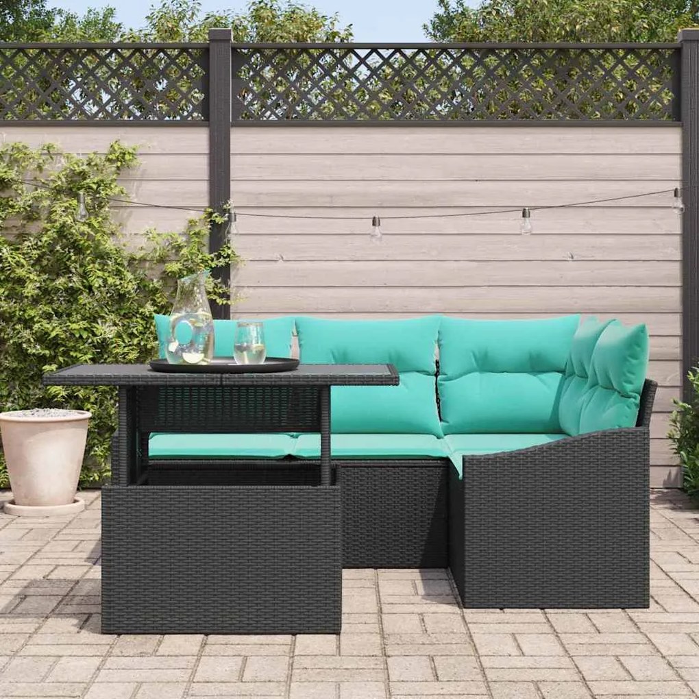 vidaXL Σετ Καναπέ Κήπου 6 pcs Μαύρο και κρεμ 100 x 55 x 73 εκ
