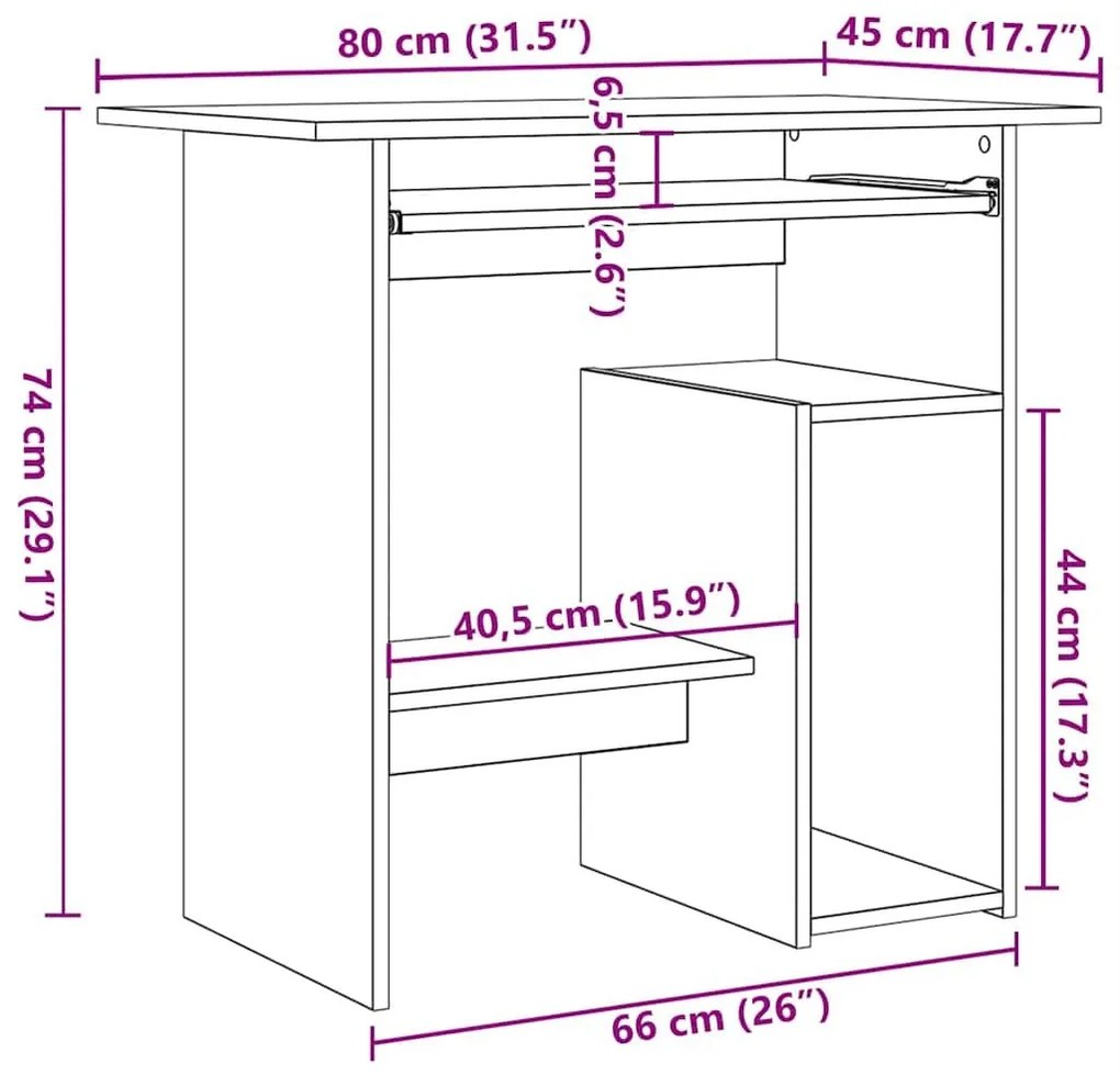 Γραφείο Καπνιστή Δρυς 80x45x74 εκ. από Επεξεργασμένο Ξύλο - Καφέ