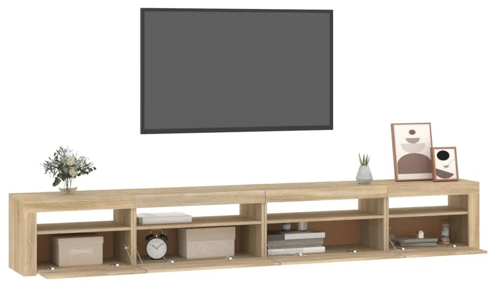 vidaXL Έπιπλο Τηλεόρασης με LED Sonoma Δρυς 270x35x40 εκ.