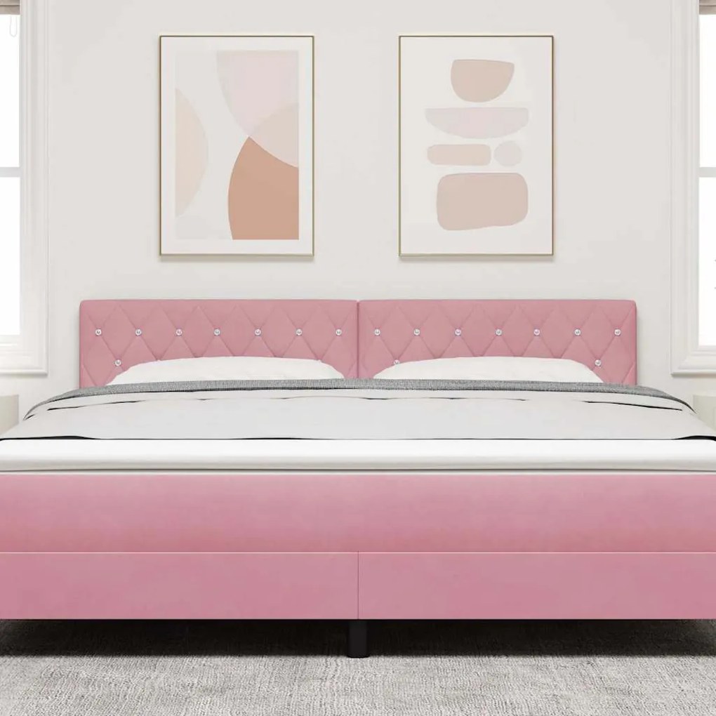 vidaXL Βελούδινο Κεφαλάρι Argyle με κεφαλάρι Ροζ 180 cm Βελούδο