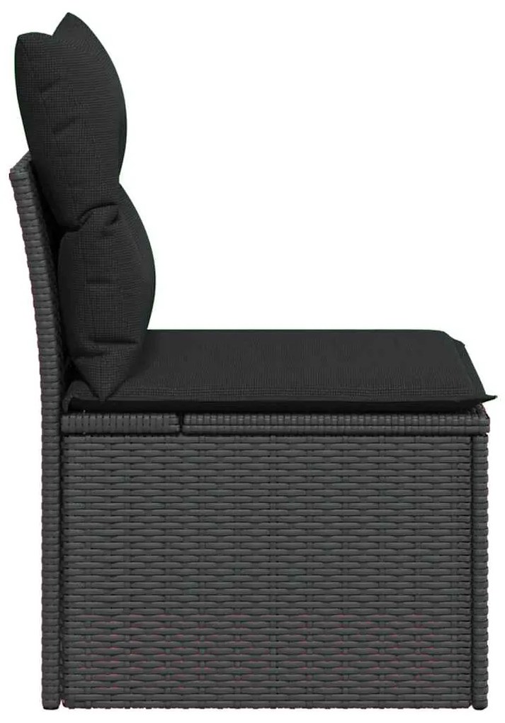 vidaXL Καρέκλα Κήπου Χωρίς Μπράτσα με Μαξιλάρια από Μαύρη Συνθετική Ρατάν