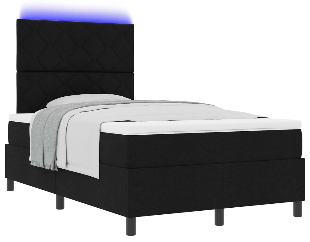 vidaXL Κρεβάτι με Βάση με Στρώμα & LED Μαύρο 120x190 cm Ύφασμα