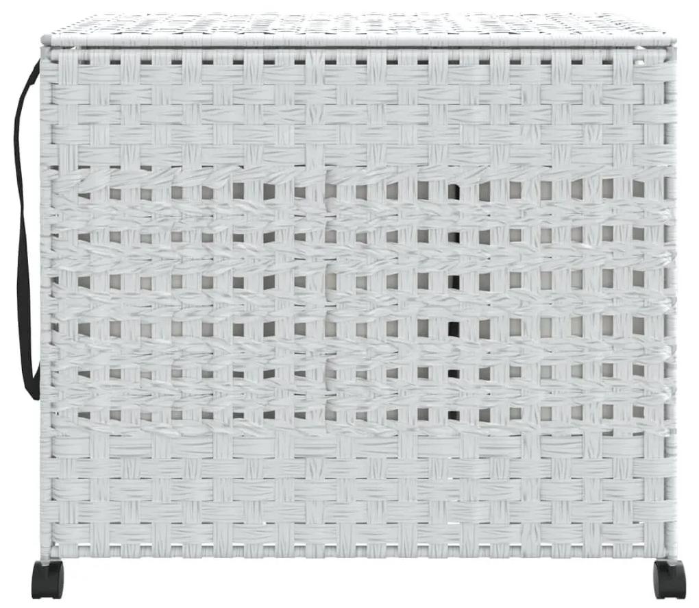 Καλάθι Άπλυτων με Τροχούς Λευκό 66x35x60 εκ. από Ρατάν - Λευκό