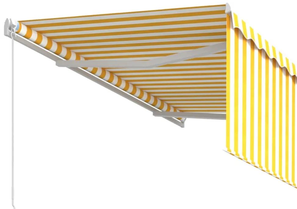 vidaXL Τέντα Συρόμενη Χειροκ. & Στόρι Σκίασης Κίτρινο/Λευκό 3,5x2,5 μ.