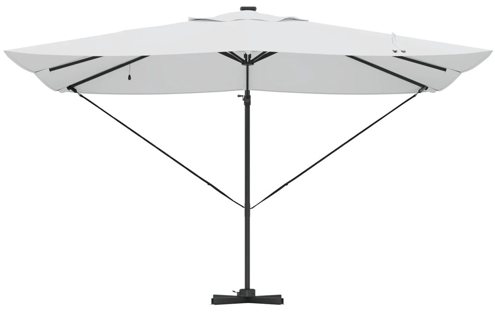 vidaXL Ομπρέλα με Βραχίονα με LED Μπεζ 352x251x265 εκ. Αλουμίνιο