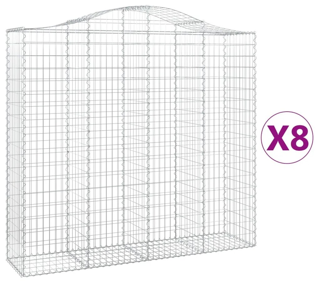 vidaXL Συρματοκιβώτια Τοξωτά 8 τεμ. 200x50x180/200 εκ. Γαλβαν. Ατσάλι