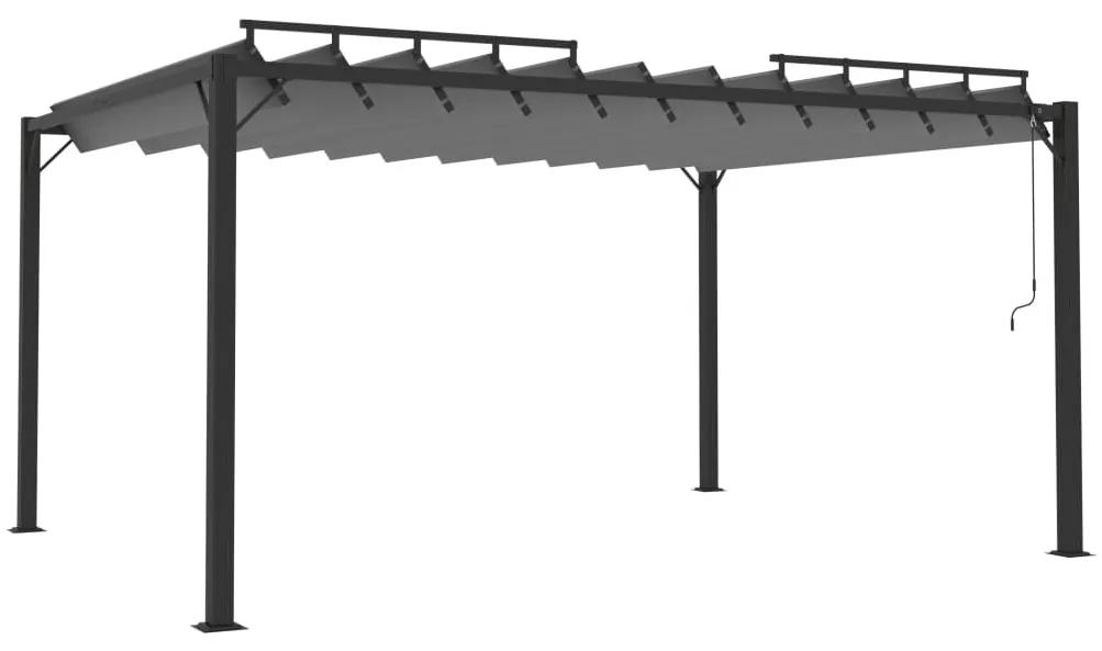 vidaXL Κιόσκι με Ανοιγόμενη Οροφή Ανθρακί 3x4 μ. Ύφασμα και Αλουμίνιο