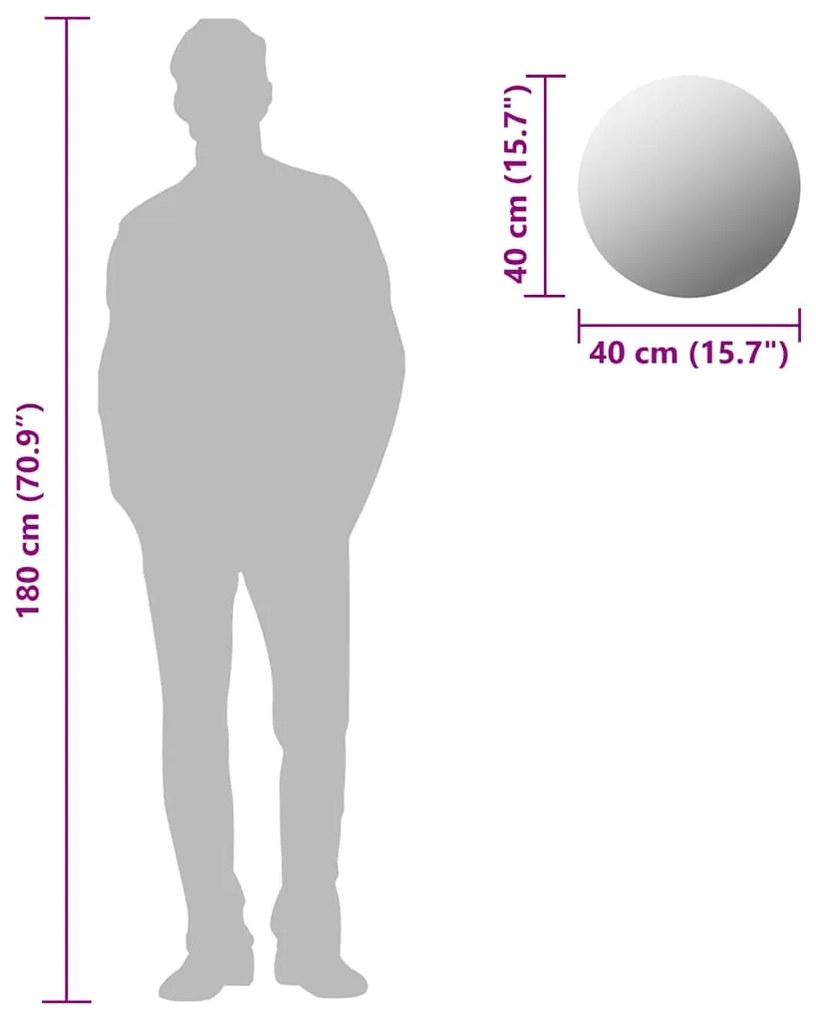 Καθρέφτης Τοίχου Στρογγυλός 40 εκ. Γυάλινος - Ασήμι