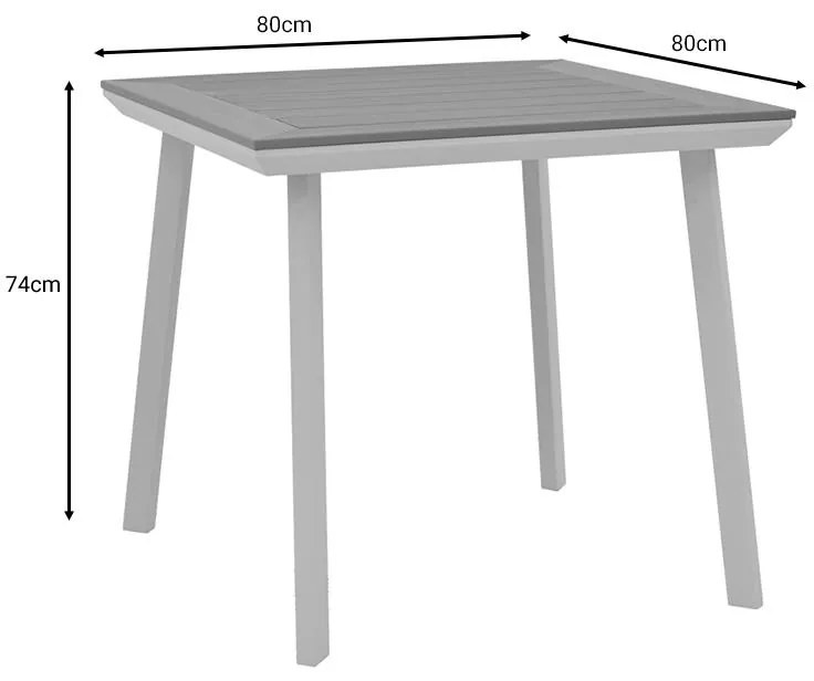 Τραπέζι Synergy αλουμίνιο λευκό-plywood φυσικό 80x80x74εκ 80x80x74 εκ.