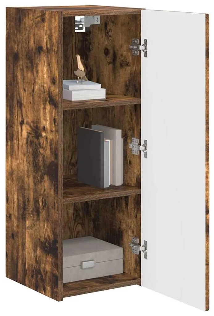 vidaXL Ντουλάπι Τηλεόρασης Τοίχου 2 pcs Καπνιστό Δρύς 30 x 31 x 80 εκ.