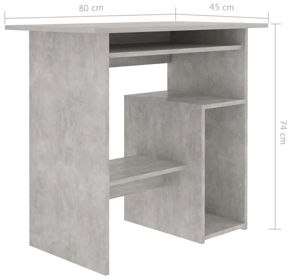 Γραφείο Γκρι του Σκυροδέματος 80 x 45 x 74 εκ. από Επεξ. Ξύλο - Γκρι