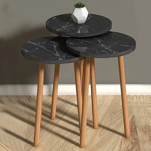 Βοηθητικά τραπεζάκια Roma Megapap χρώμα σκούρο εφέ μαρμάρου