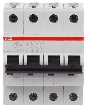 Αυτόματη Ασφάλεια S204-K20 Γκρι 20A Καμπύλη K 6kA S200 24858 ABB 24858